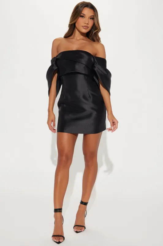 Allison Taffeta Mini Dress - Black sold by Fashion Nova