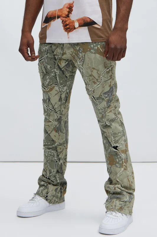 On Command Stacked Skinny Flare Pants - Green/combo sold by Fashion Nova