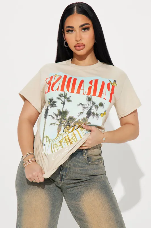 LA Paradise Short Sleeve Tee - Sand sold by Fashion Nova