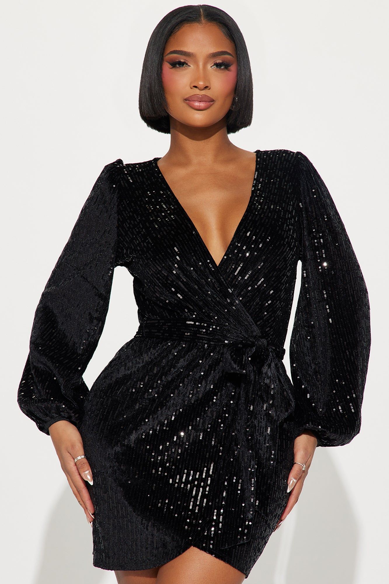 Ava Sequin Mini Dress - Black sold by Fashion Nova