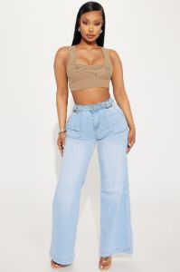 Western Babe Stretch Wide Leg Jeans - Light Wash sold by Fashion Nova