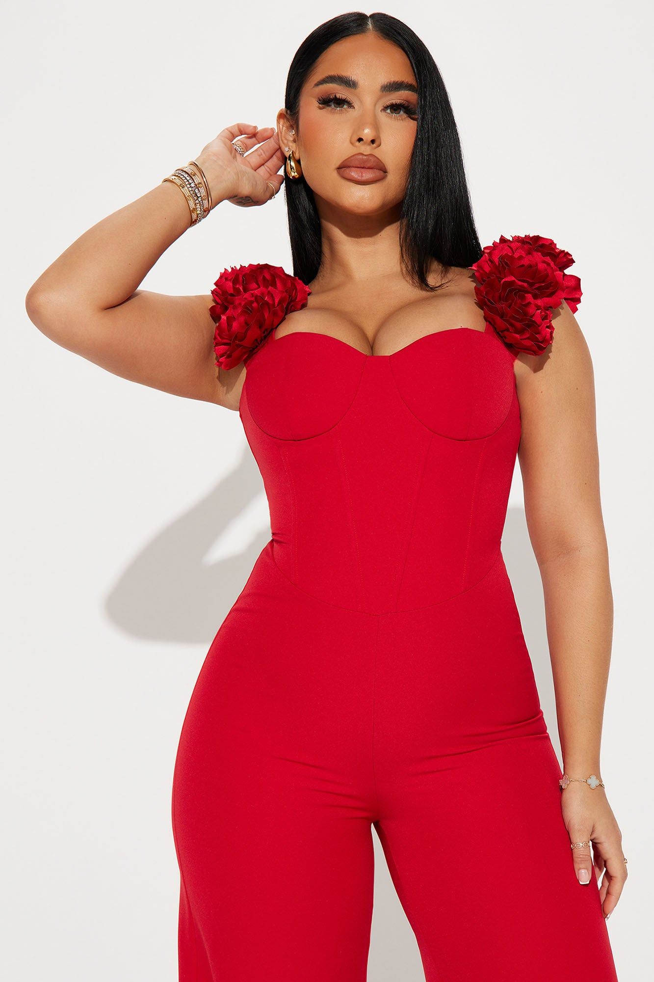 Buy Myself Flowers Jumpsuit - Red sold by Fashion Nova product image thumbnail 2