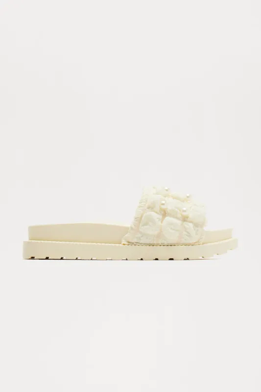 Tiana Pearl Platform Slides - White sold by Fashion Nova