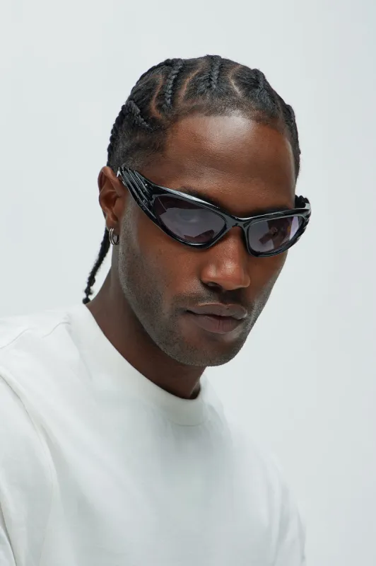 Space Surfer Sunglasses - Black/Smoke sold by Fashion Nova