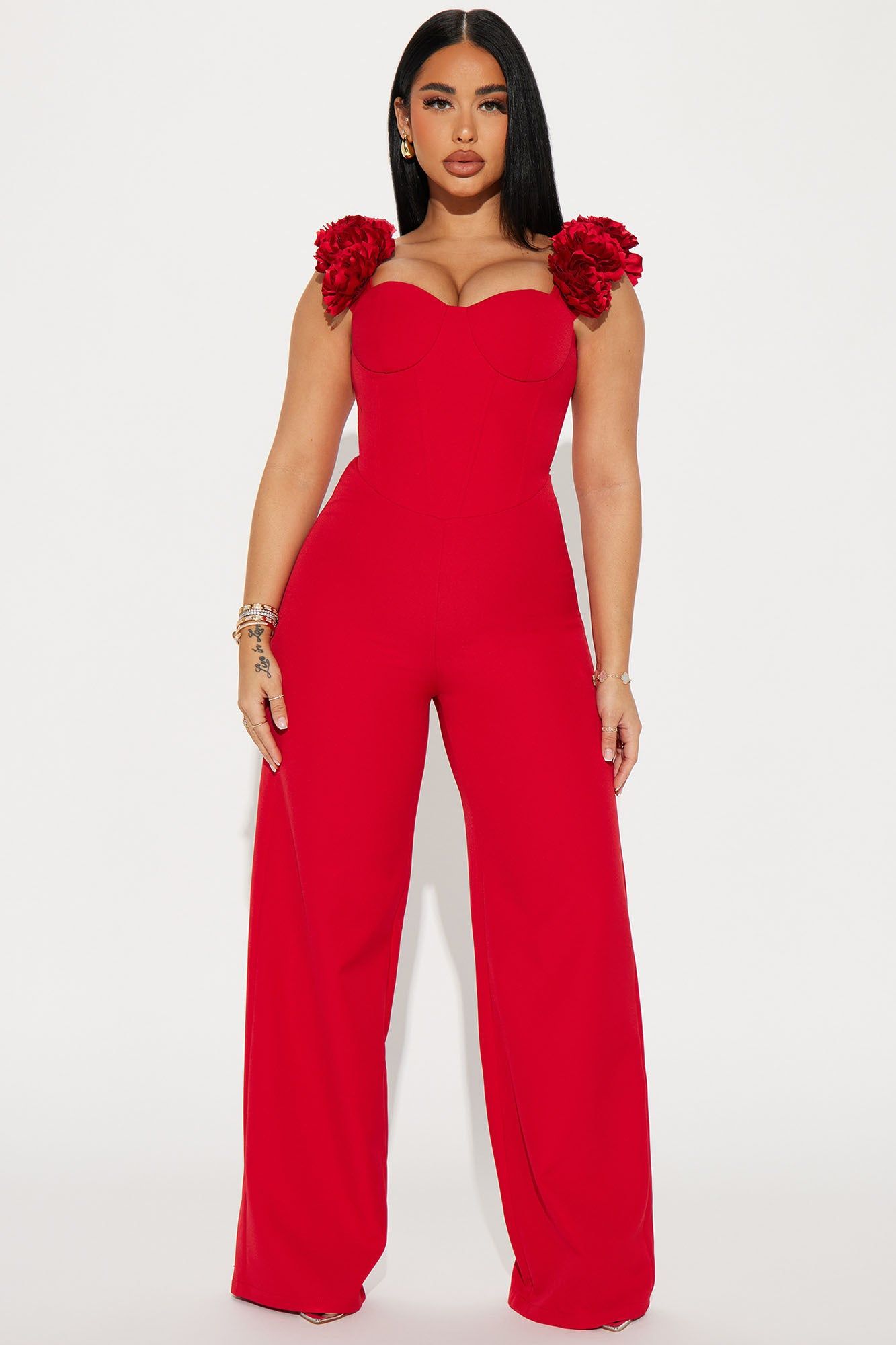 Buy Myself Flowers Jumpsuit - Red sold by Fashion Nova