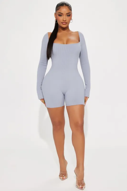 Brynn Snatched Romper - Slate Grey sold by Fashion Nova