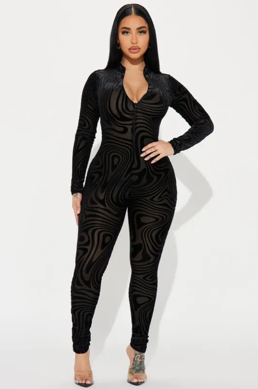 In Your City Mesh Jumpsuit - Black sold by Fashion Nova