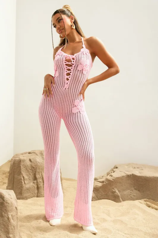 Kayley Crochet Jumpsuit - Pink sold by Fashion Nova