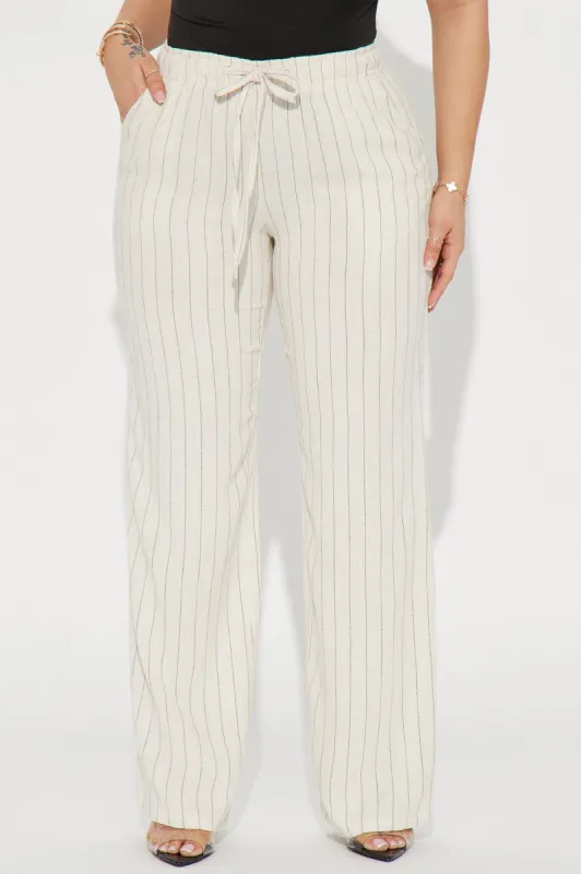 Baby I'm Yours Linen Wide Leg Pant - Oatmeal sold by Fashion Nova
