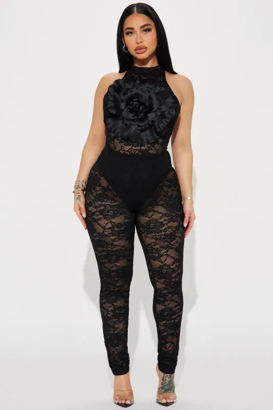 Mae Lace Jumpsuit - Black sold by Fashion Nova