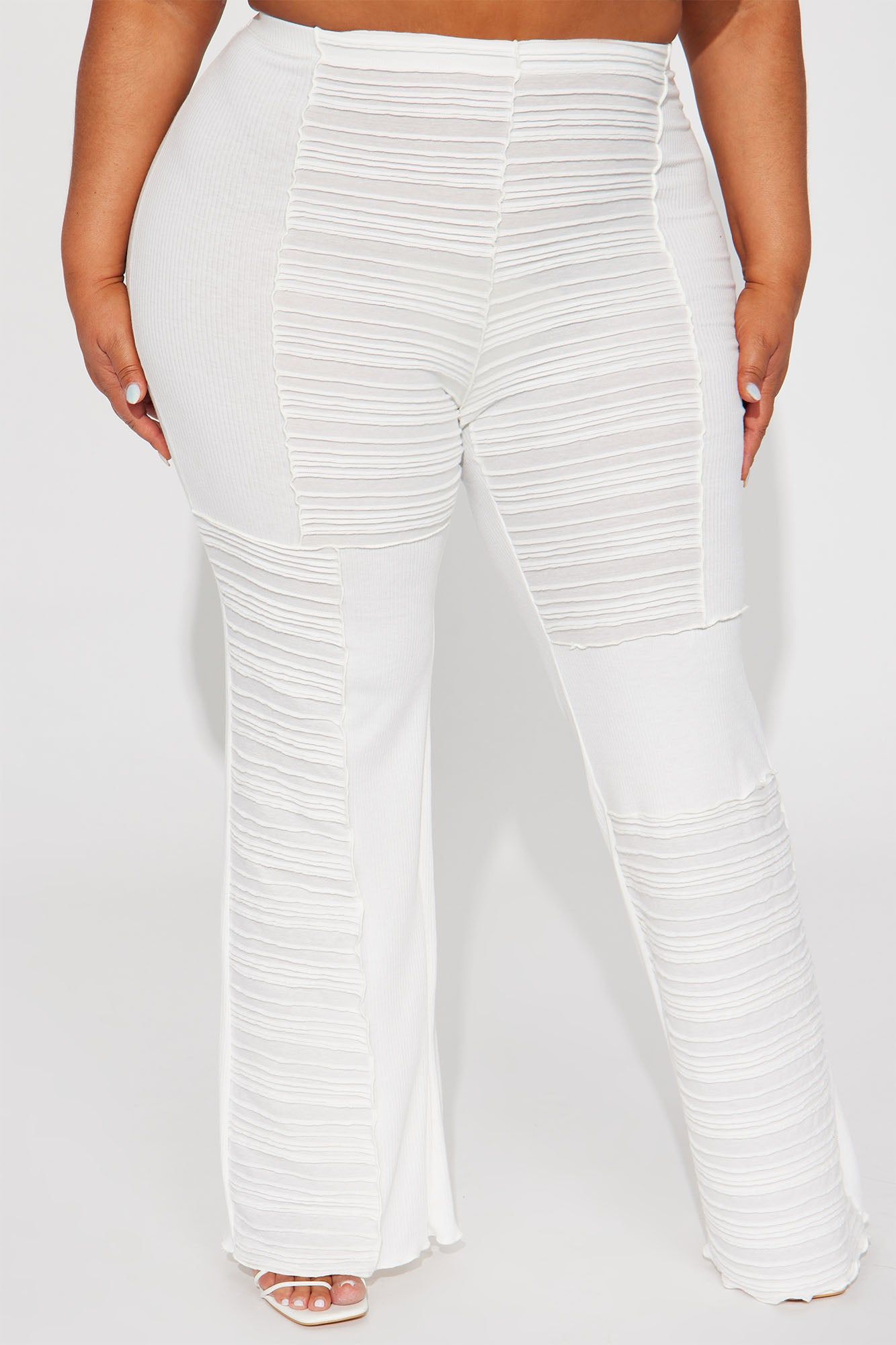 Let's Wait Textured Flare Pant - White sold by Fashion Nova product image thumbnail 5