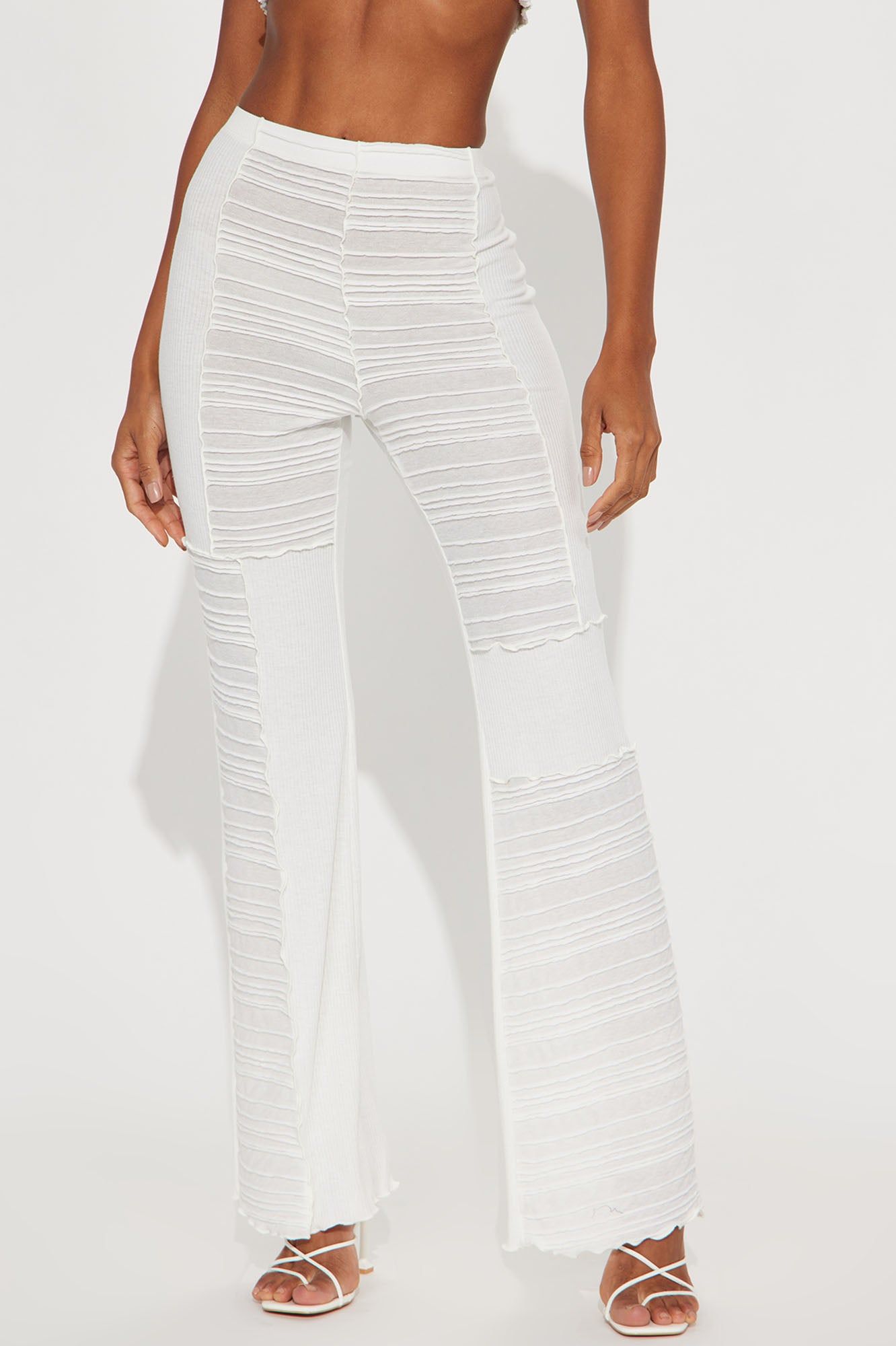 Let's Wait Textured Flare Pant - White sold by Fashion Nova product image thumbnail 2