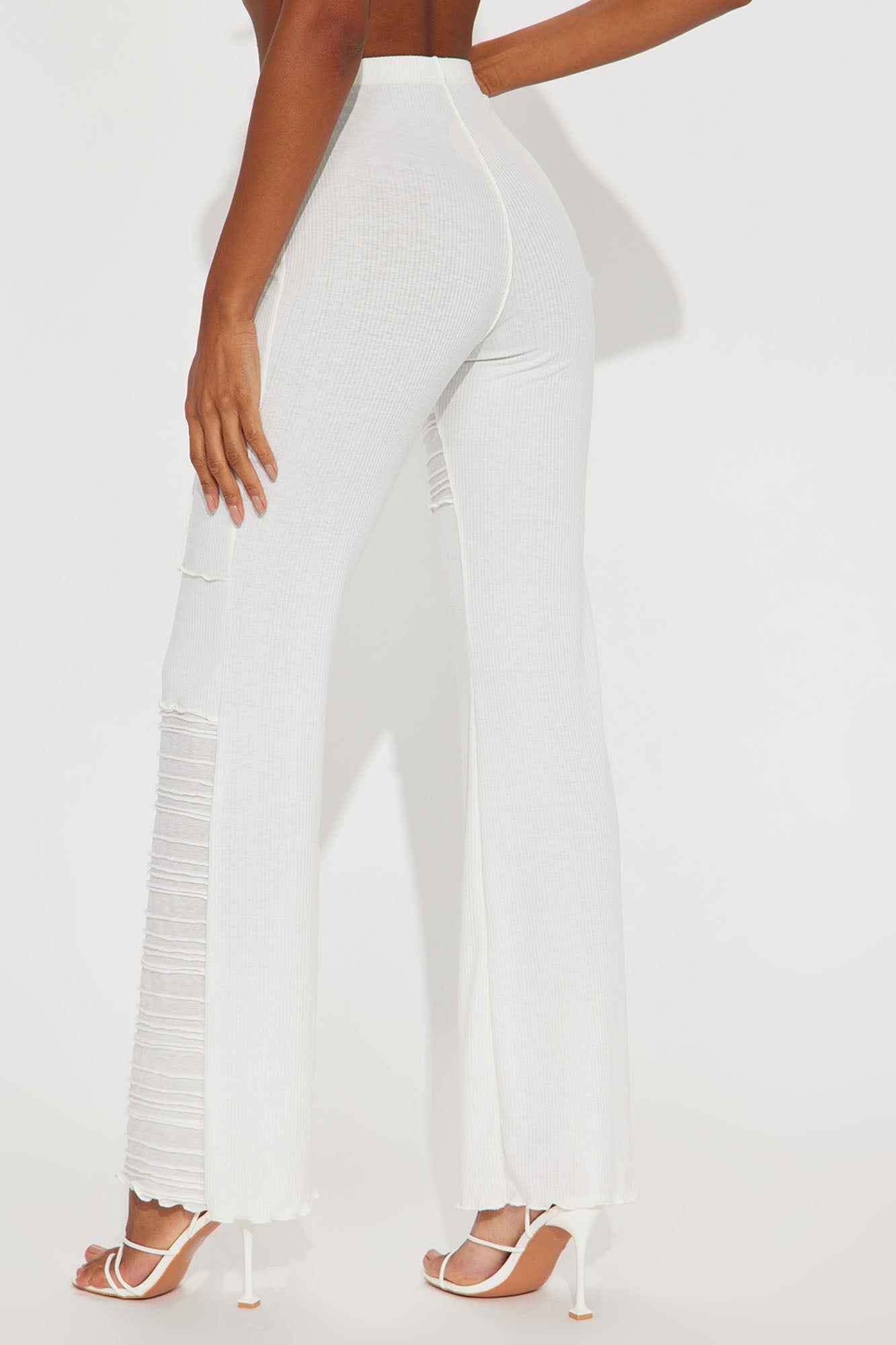 Let's Wait Textured Flare Pant - White sold by Fashion Nova product image thumbnail 3