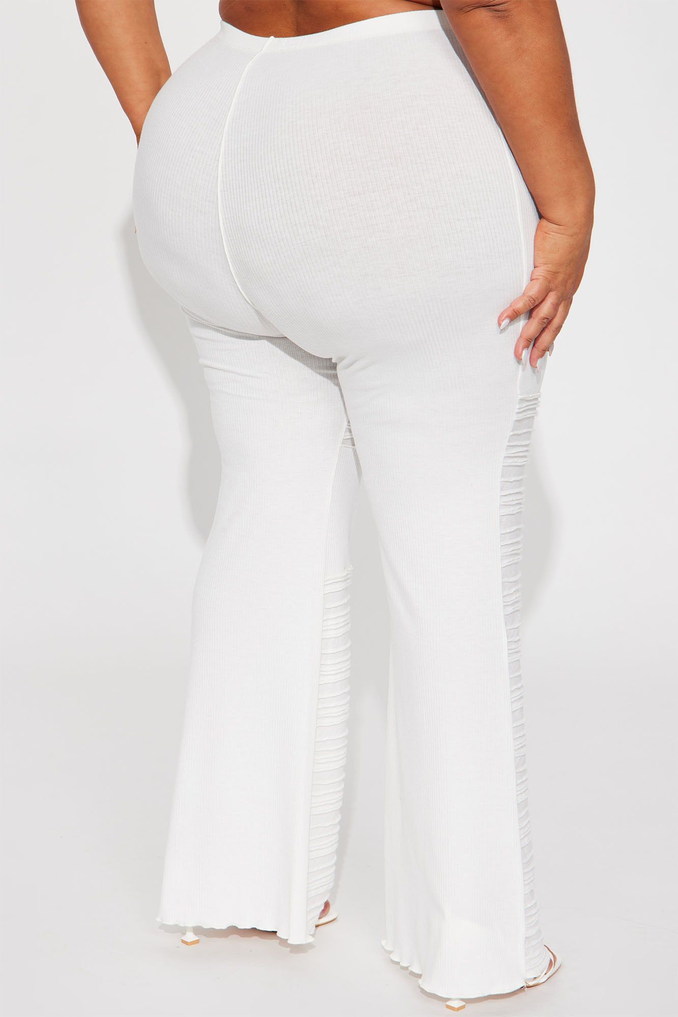 Let's Wait Textured Flare Pant - White sold by Fashion Nova product image thumbnail 6
