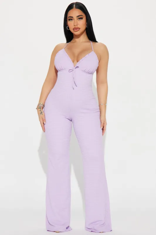 Averie Textured Jumpsuit - Lavender sold by Fashion Nova