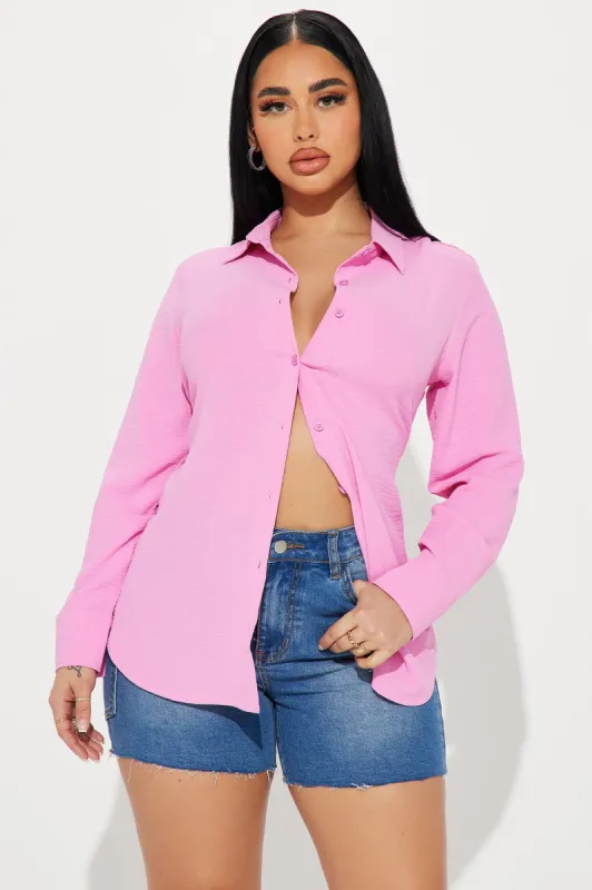 Long Live Linen Shirt - Pink sold by Fashion Nova