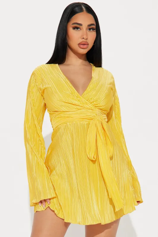 Ciara Plisse Mini Dress - Yellow sold by Fashion Nova