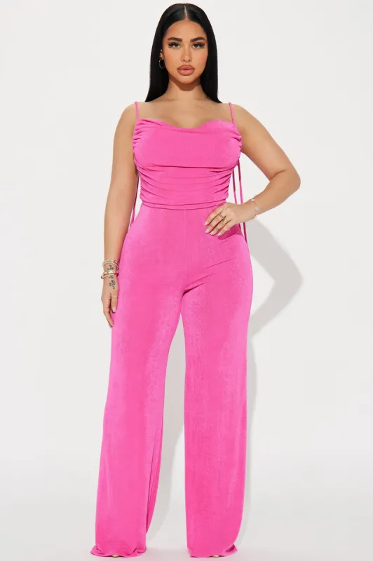 Put Me Back Together Slinky Jumpsuit  - Fuchsia sold by Fashion Nova