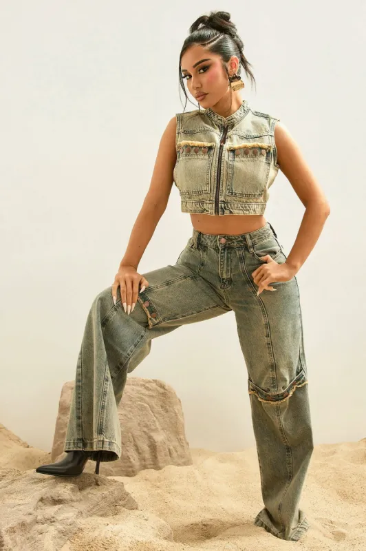 All Too Well Tinted Wide Leg Jeans - Vintage Wash sold by Fashion Nova
