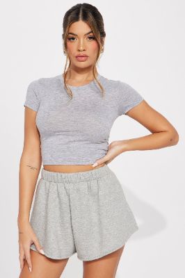 Sadie Short Sleeve Tee - Heather Grey sold by Fashion Nova