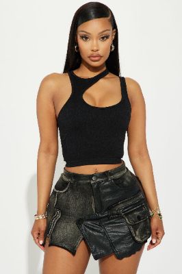 Dialed In Cut Out Top - Black sold by Fashion Nova