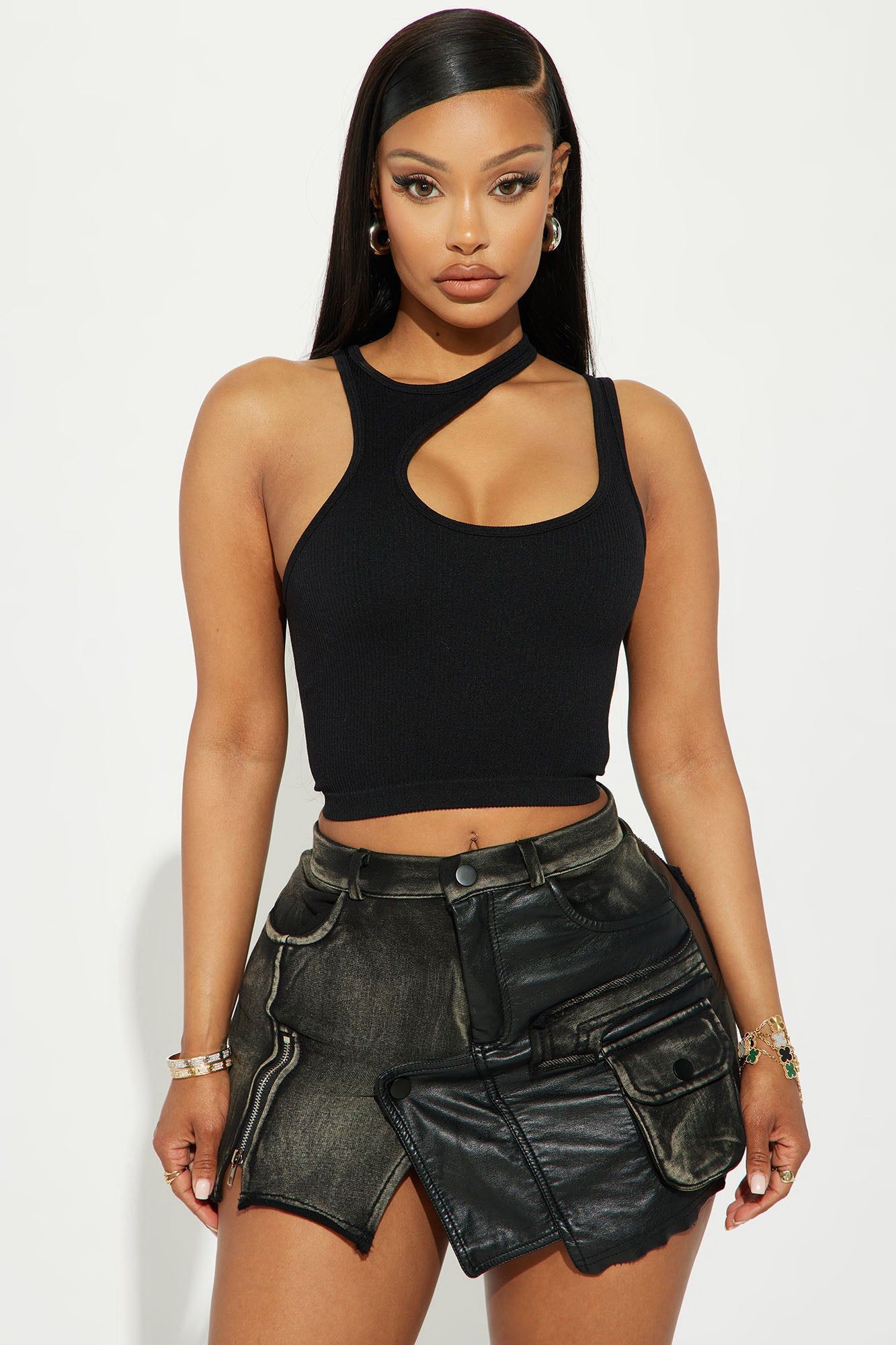 Dialed In Cut Out Top - Black sold by Fashion Nova
