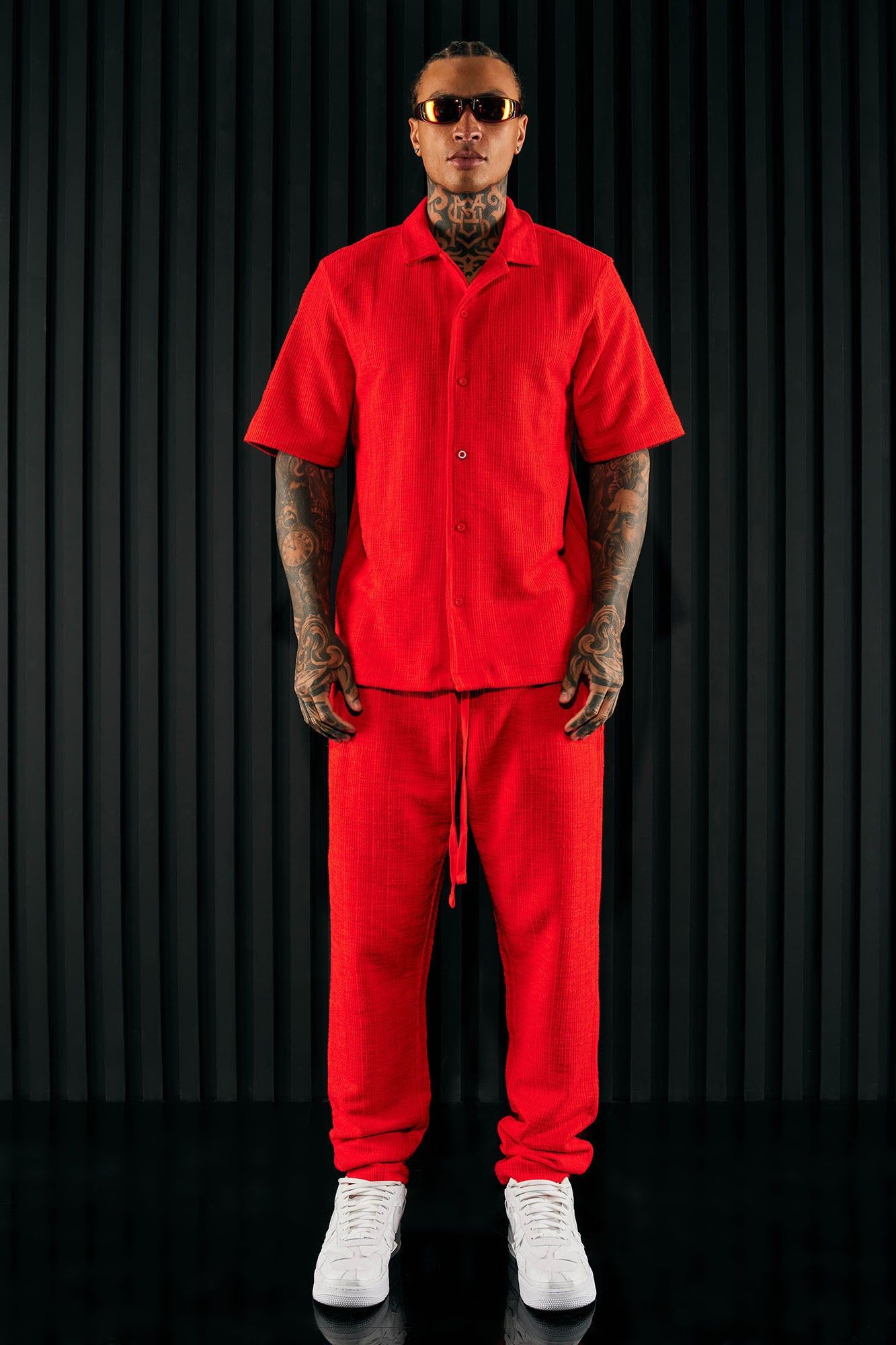 Dean Textured Short Sleeve Button Up Shirt - Red sold by Fashion Nova product image thumbnail 3