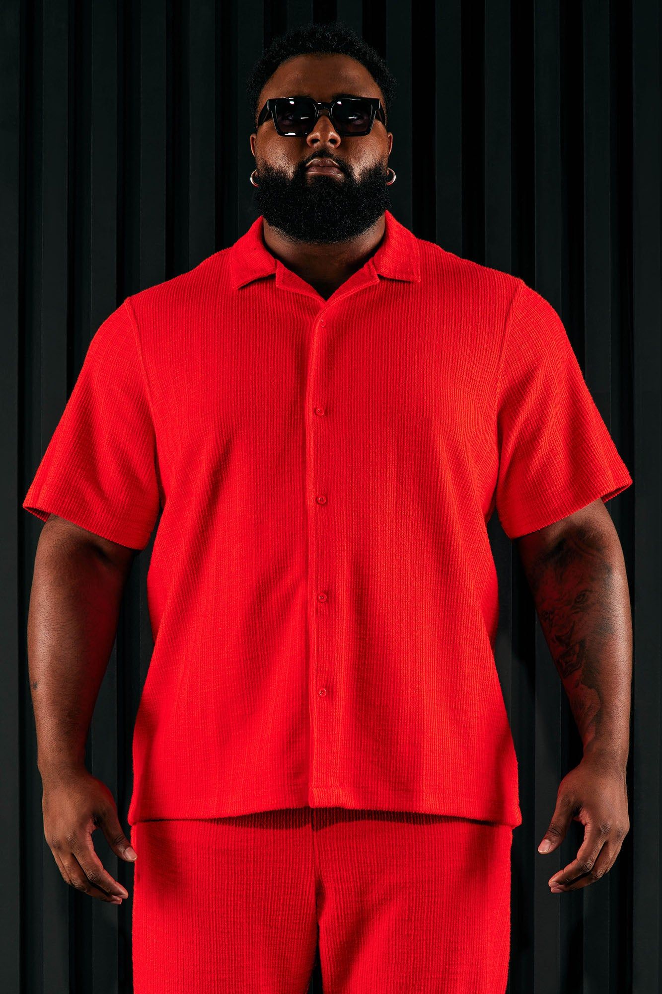 Dean Textured Short Sleeve Button Up Shirt - Red sold by Fashion Nova product image thumbnail 8