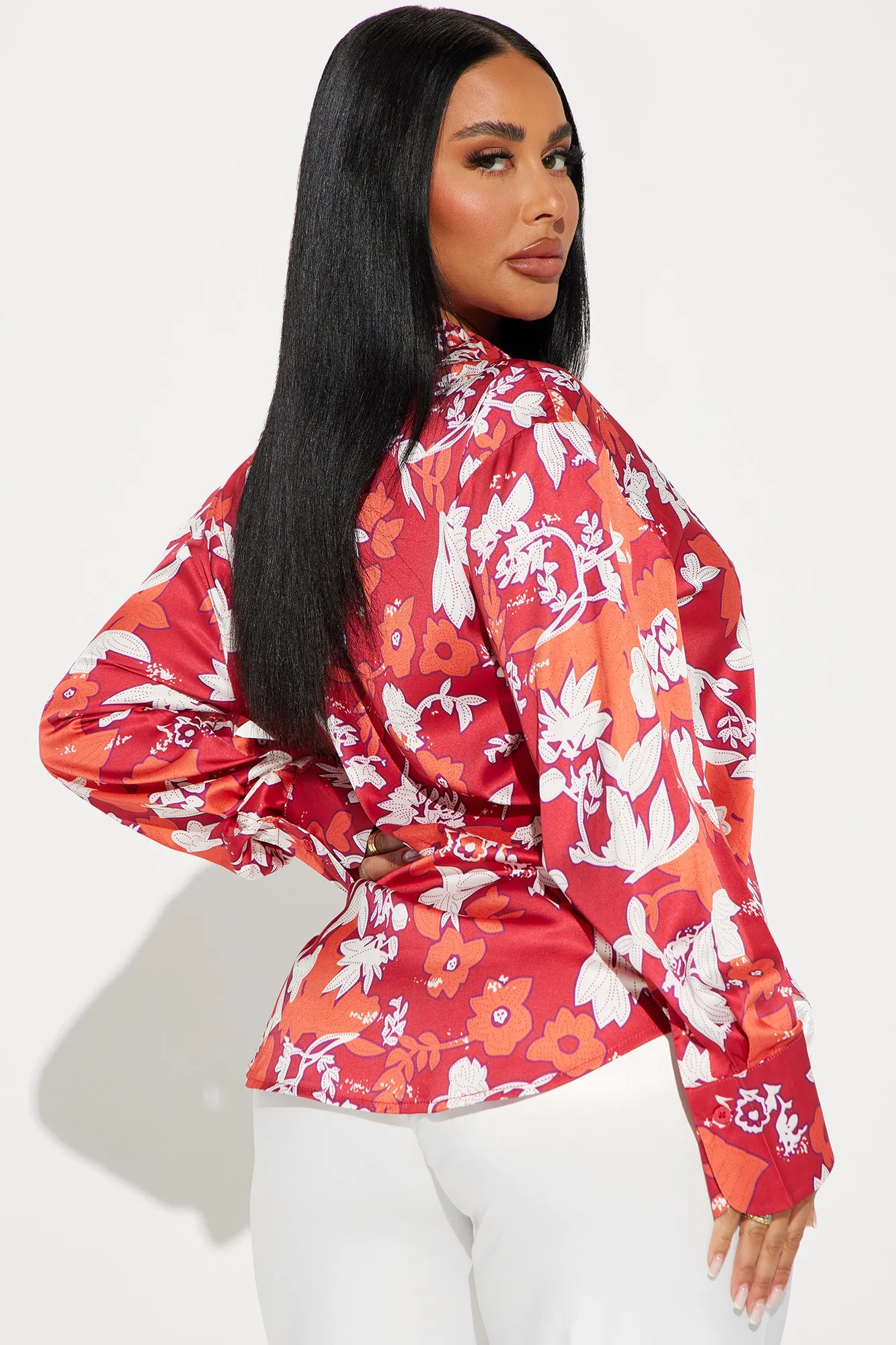 Places To Be Floral Shirt - Red/combo sold by Fashion Nova product image thumbnail 3