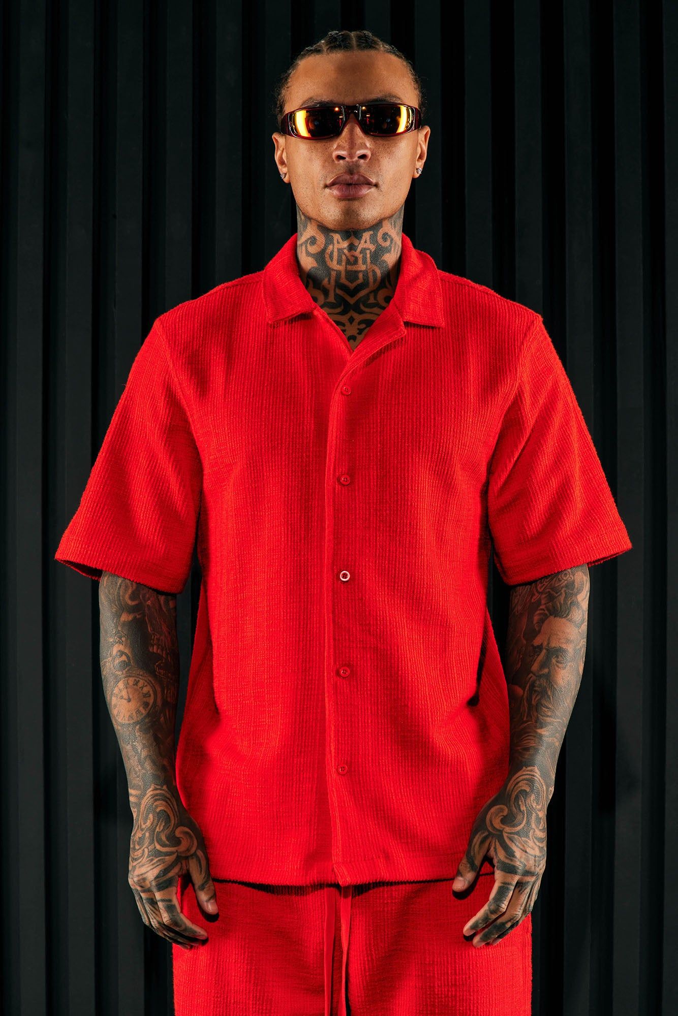 Dean Textured Short Sleeve Button Up Shirt - Red sold by Fashion Nova product image thumbnail 2