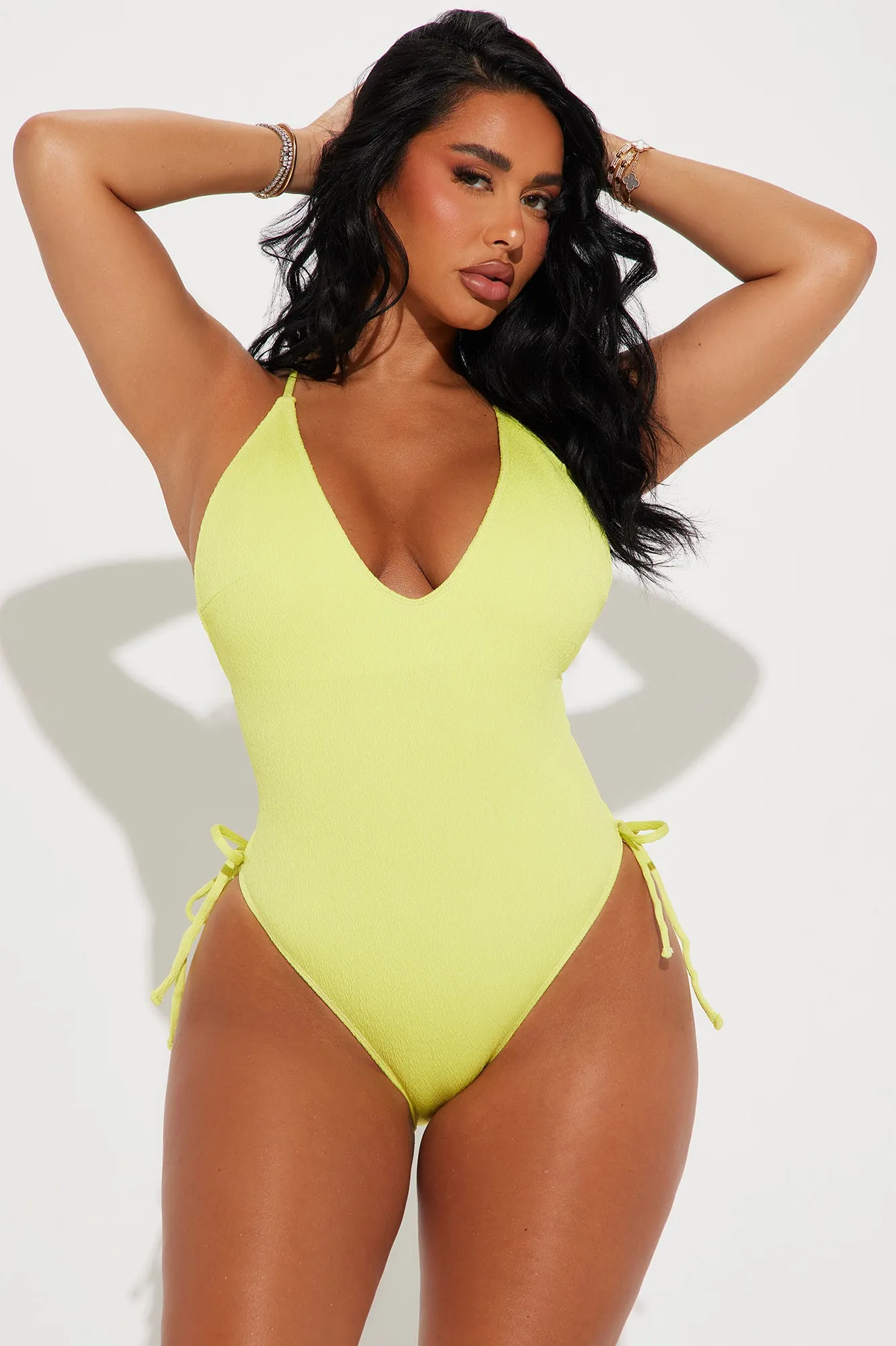 Klarissa Lace Up 1 Piece Swimsuit - Lime sold by Fashion Nova