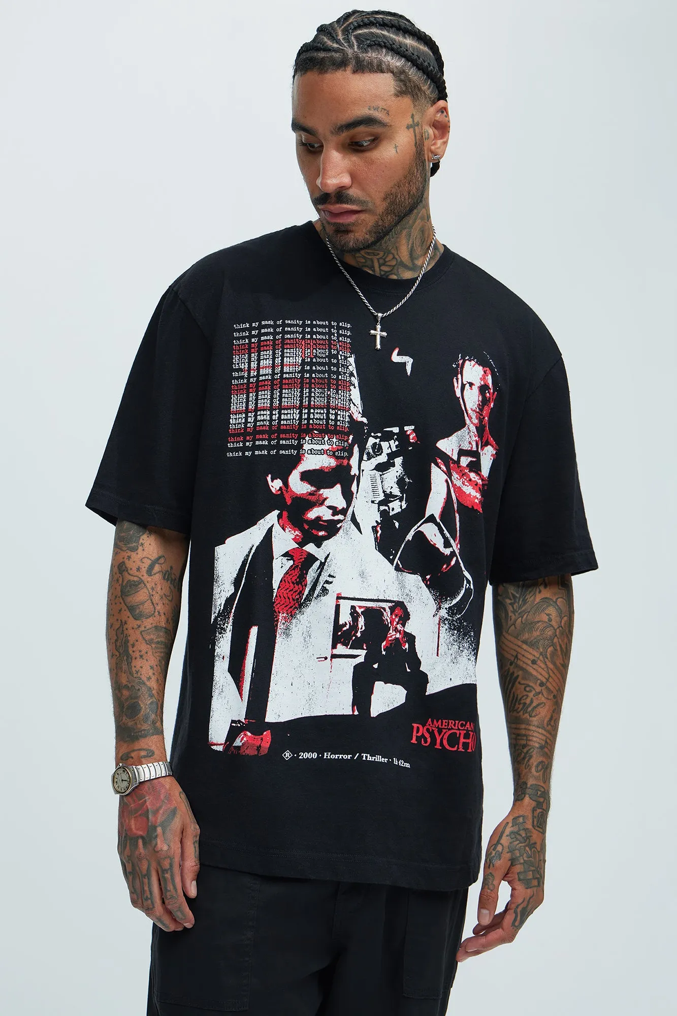 American Psycho Patrick Bateman Short Sleeve Tee - Black sold by Fashion Nova