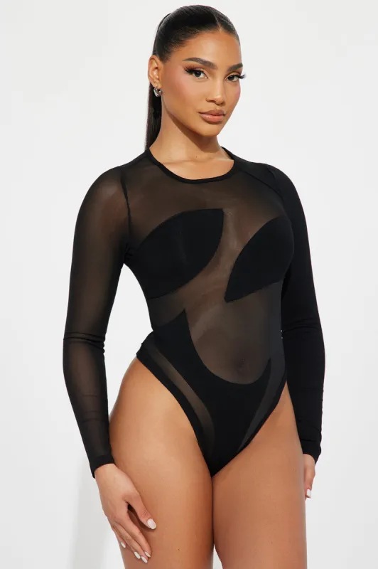 Party Favor Mesh Bodysuit - Black sold by Fashion Nova