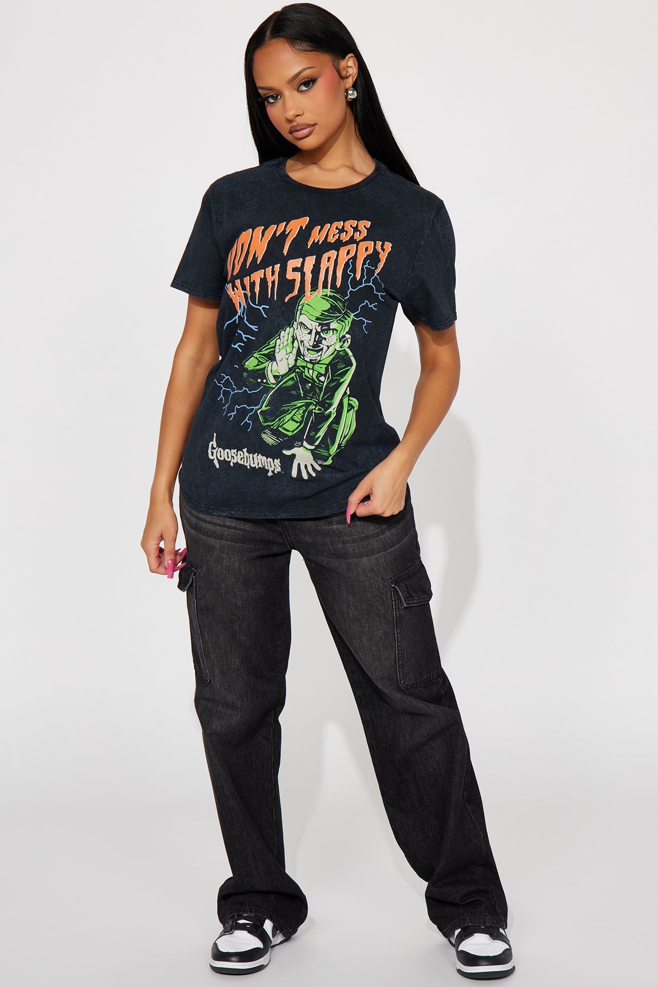 Don't Mess With Me Goosebumps Washed Tee - Black Wash sold by Fashion Nova product image thumbnail 2