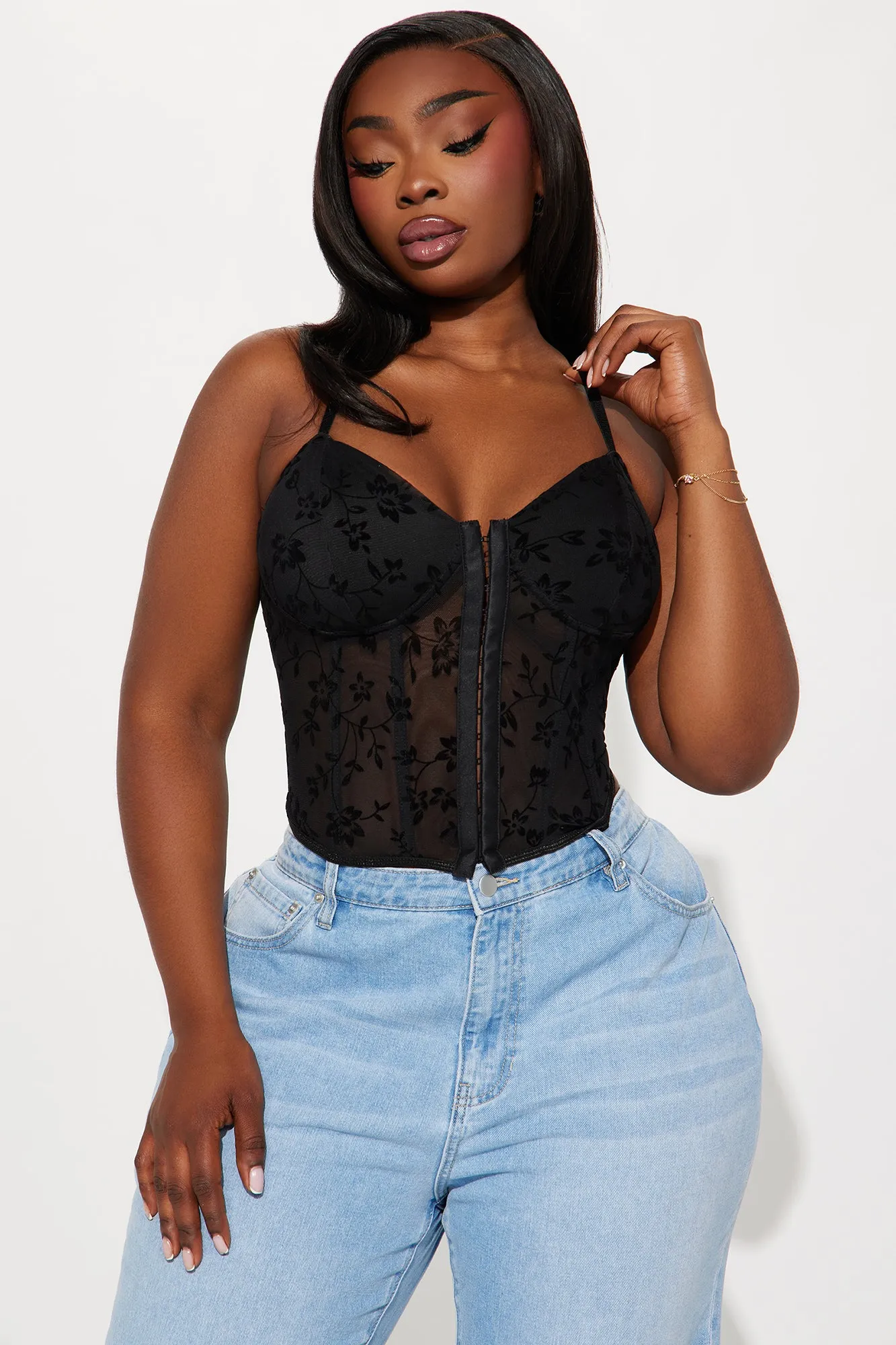Still Mine Floral Corset Top - Black sold by Fashion Nova product image thumbnail 4