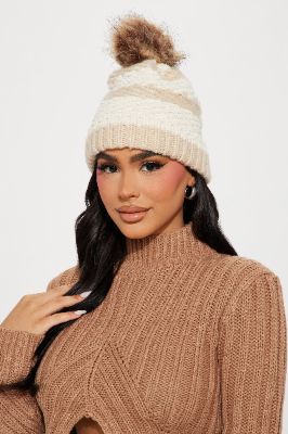 Stripes For Me Beanie - Ivory sold by Fashion Nova