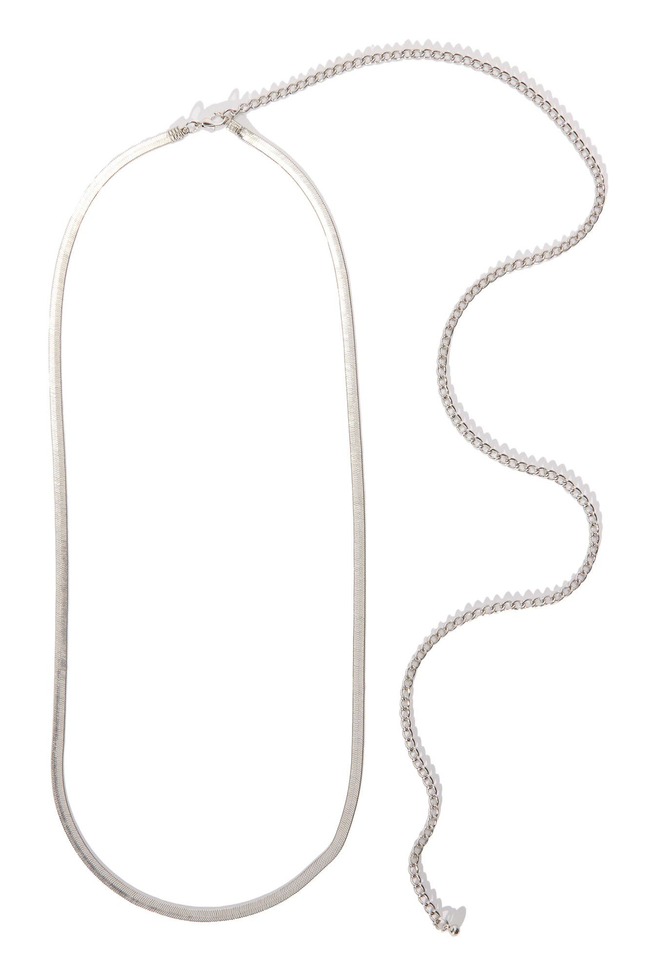 Never Settle Belly Chain - Silver sold by Fashion Nova