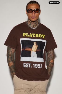 Playboy Polaroid Short Sleeve Tee - Brown made by Fashion Nova
