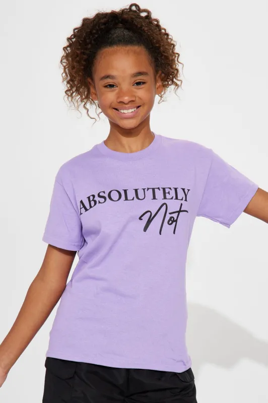Mini Absolutely Not Short Sleeve Tee - Lavender sold by Fashion Nova