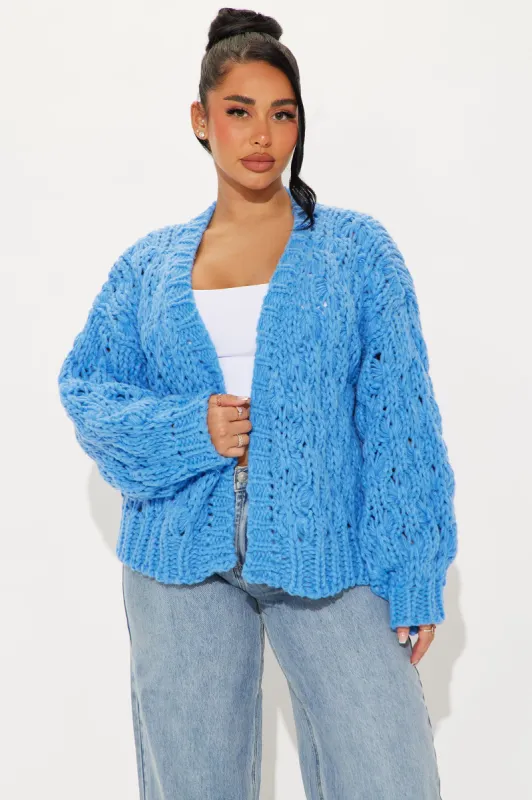 Cute And Cozy Chunky Cardigan - Blue sold by Fashion Nova