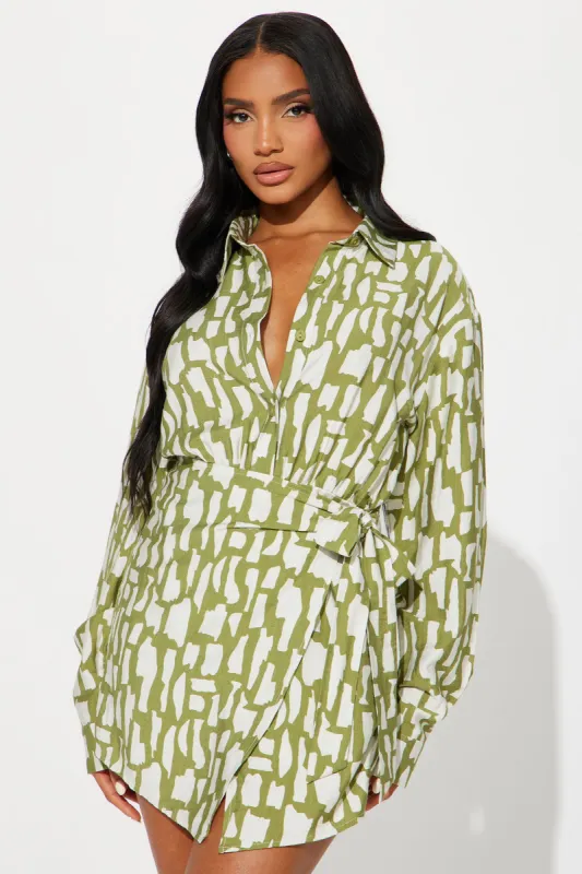 Think It Through Romper - Olive sold by Fashion Nova