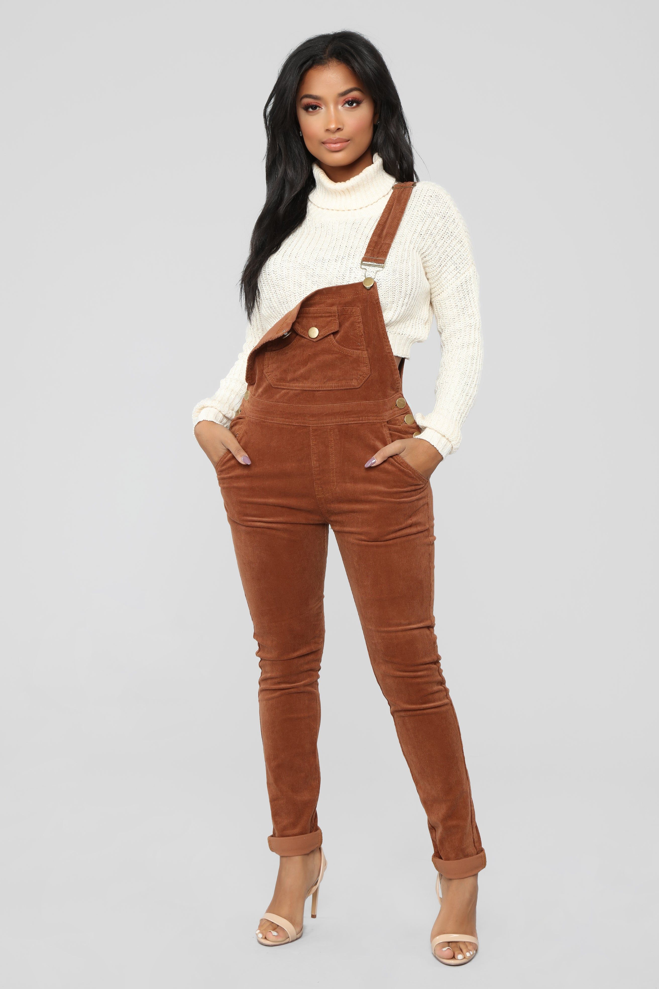 Out For Lunch Overalls - Brown sold by Fashion Nova