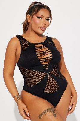 Come Over Tonight Teddy Bodystocking - Black sold by Fashion Nova