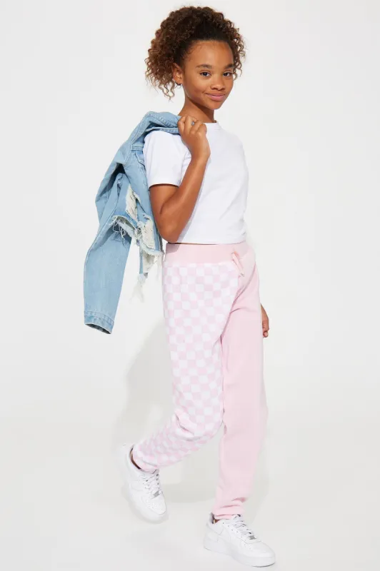 Mini Check Yourself Fleece Joggers - Pink made by Fashion Nova