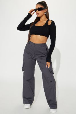Jasmine Wide Leg Cargo Pant - Charcoal sold by Fashion Nova
