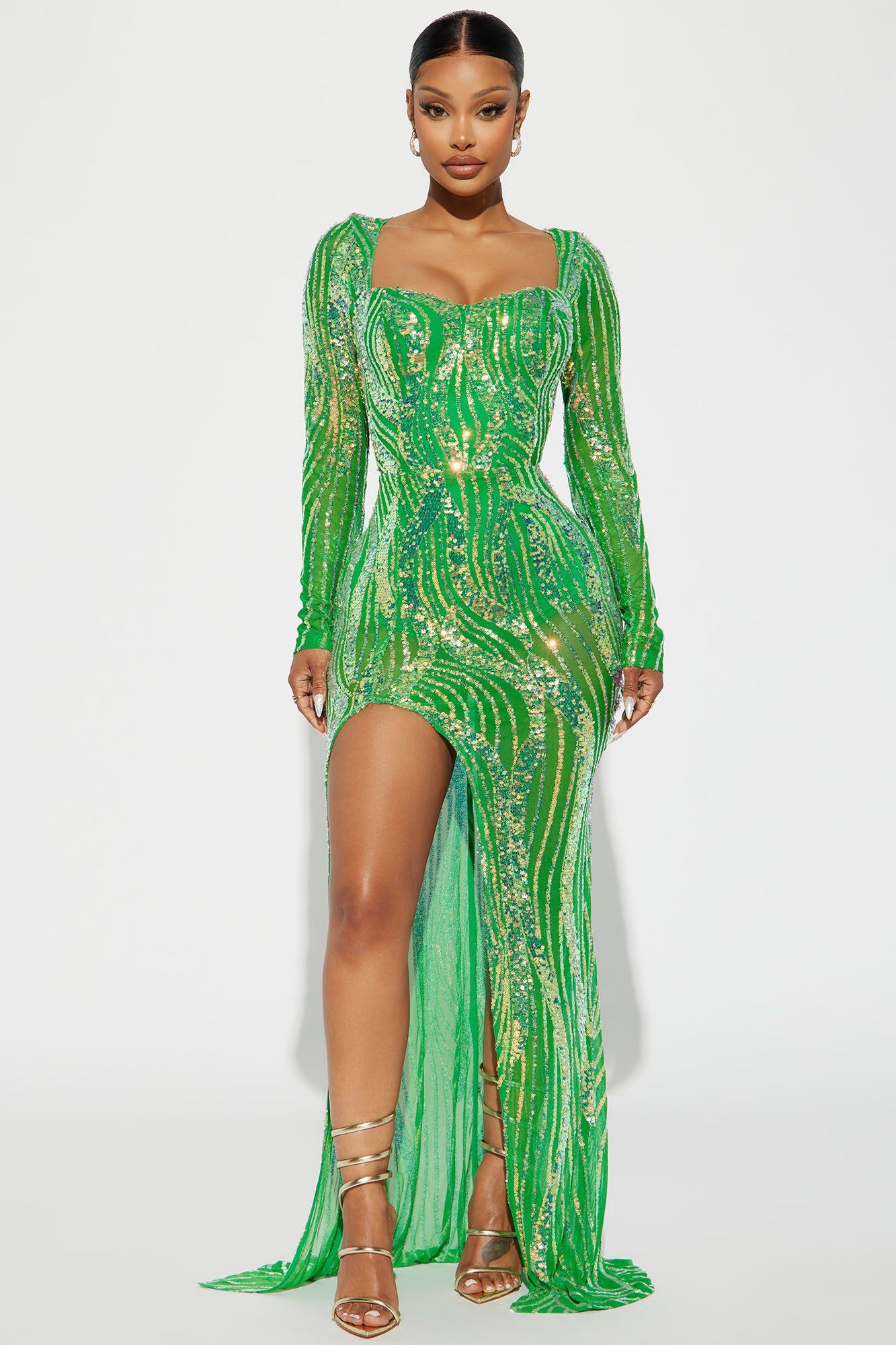 Selfish Sequin Maxi Dress - Green sold by Fashion Nova