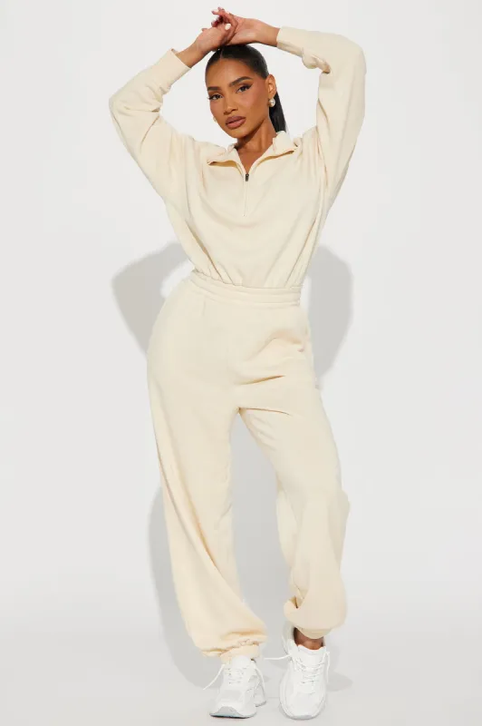 Build You Up French Terry Jumpsuit - Cream sold by Fashion Nova