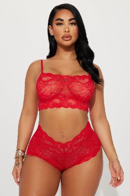 Sultry Moments Lace 2 Piece Set - Red sold by Fashion Nova