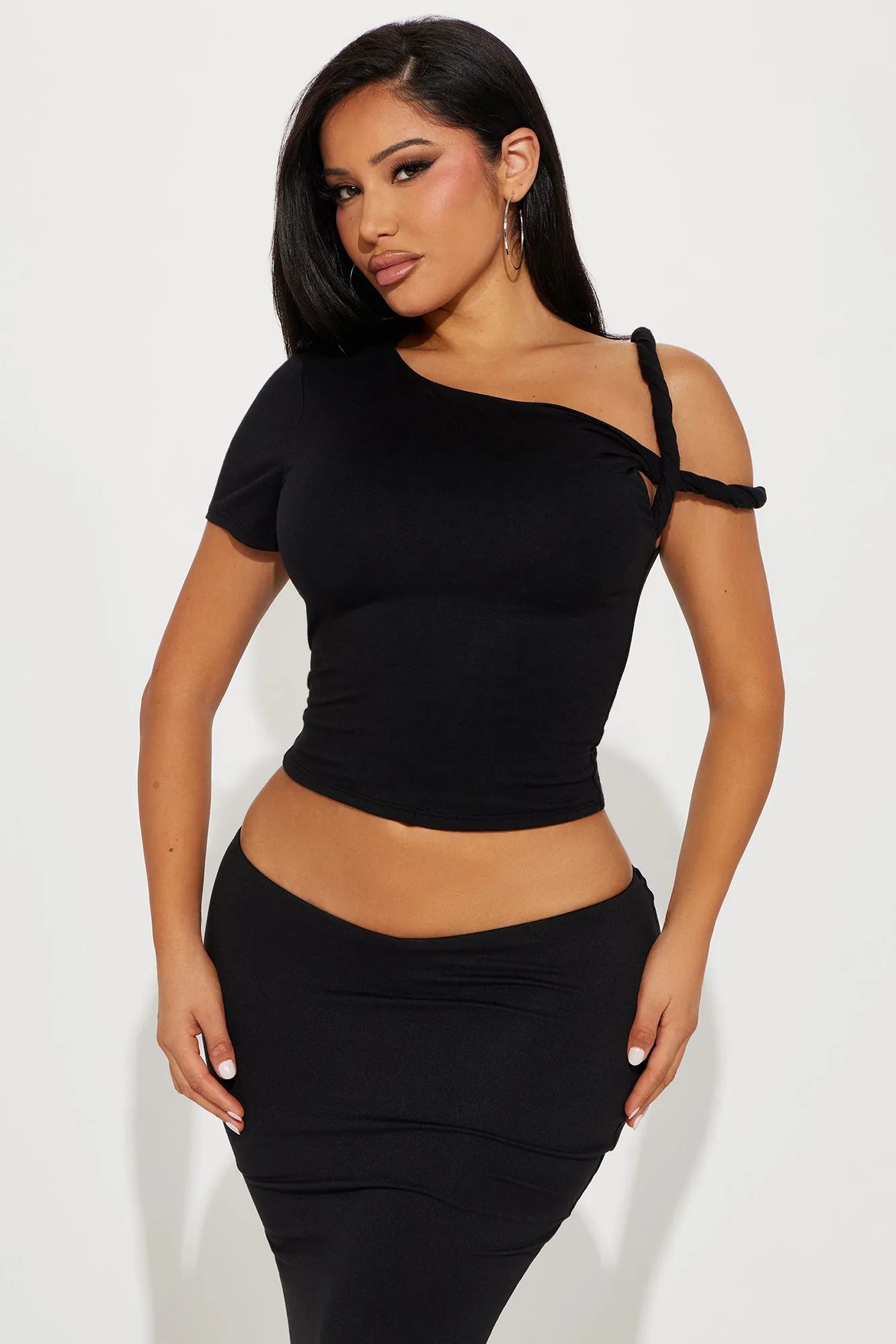 Kendra One Shoulder Top - Black sold by Fashion Nova