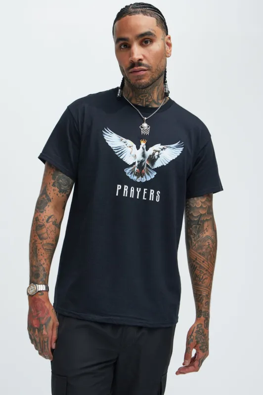 Prayers Dove Short Sleeve Tee - Black sold by Fashion Nova